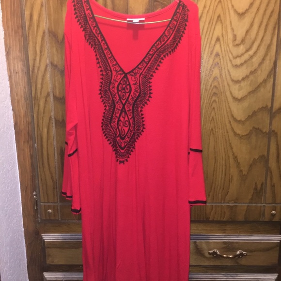 Avenue 22/24 Red Soutache Trim Dress - Picture 3 of 6